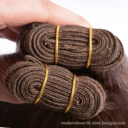 Wholesale 100% Human Hair Weave Color #4 Brazilian Hair Double Drawn Bundles